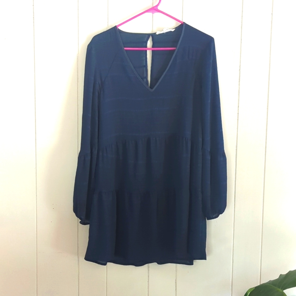 BCBG Navy Blue tiered mini dress - S